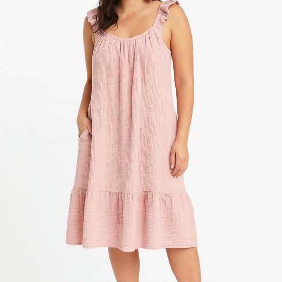 Petite Plume Celeste Nightdress 100% Cotton Pink Tiered Sleeveless Women Small - Picture 1 of 11